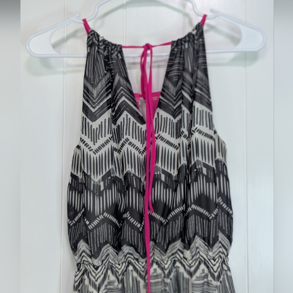 Accidentally In Love Monochrome Maxi Dress with Pink Detail - Picture 6 of 7